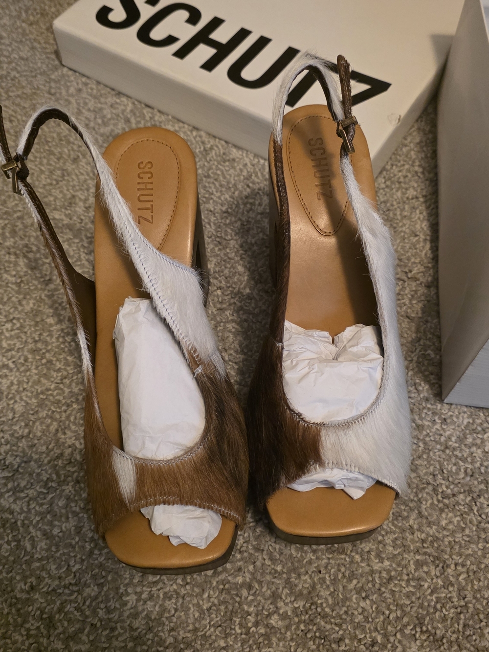 Schutz Rose Slingback Calf Hair Sandals